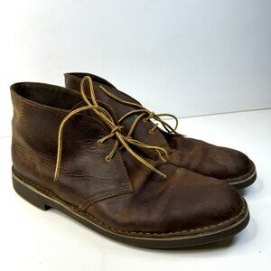Clarks Chukka Boots Shoes Mens Size US 11.5 Buchacre Brown Leather Safari